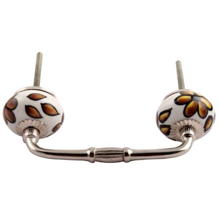 Brown Hibiscus Flower Ceramic Bridge Handle